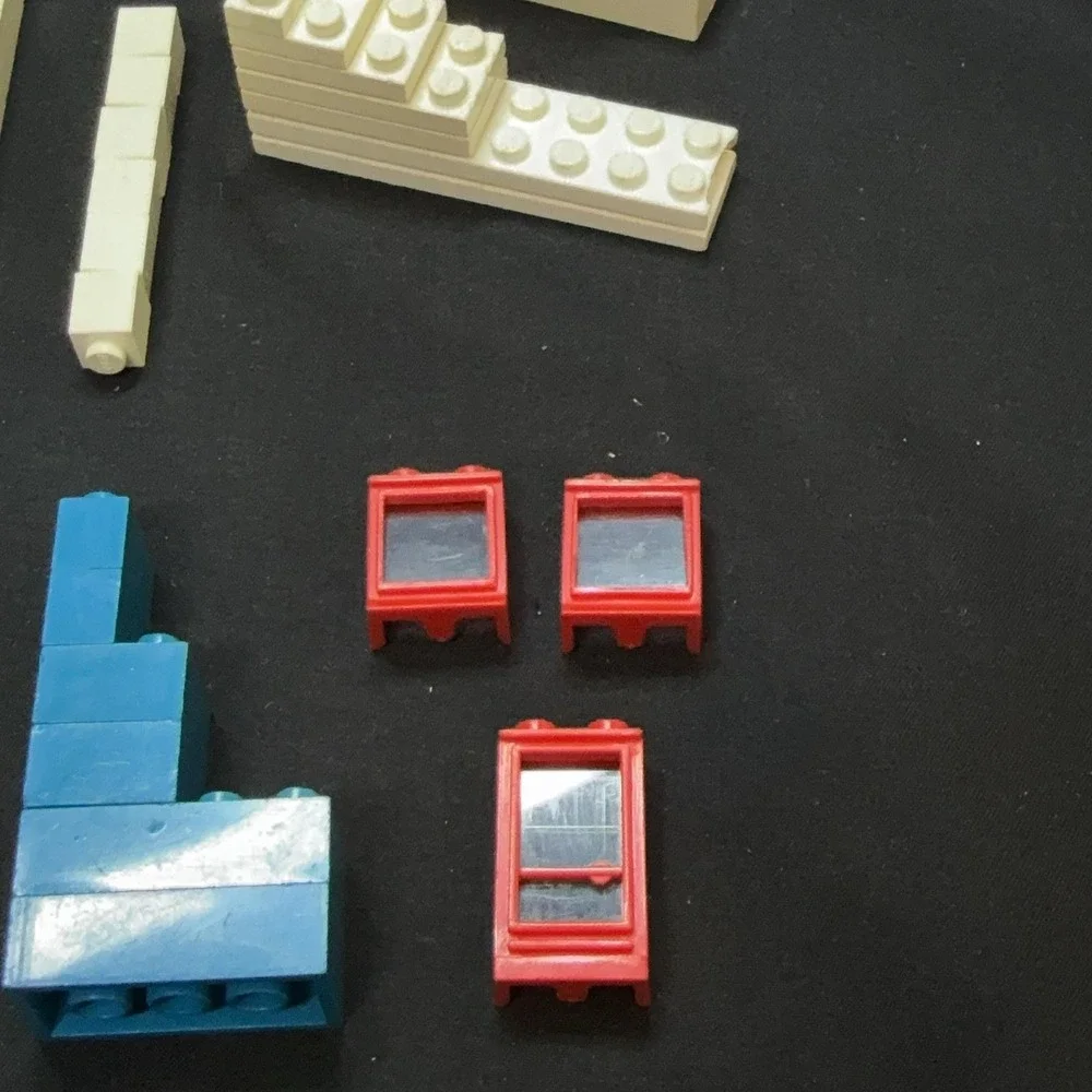 Vintage LEGO‎ Red White Bricks Wheels Windows Baseplate Parts Lot Multicolor